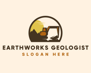 Mountain Mining Excavator logo design