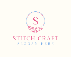 Flower Wreath Embroidery logo design