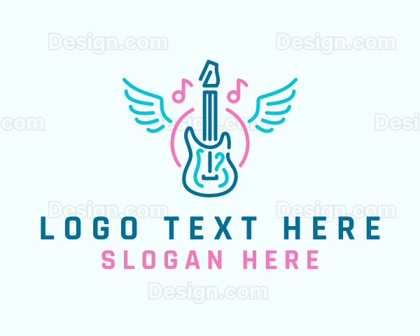 Music Guitar Wings Logo