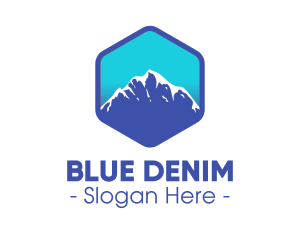 Blue Hexagon Mountain Peak logo design