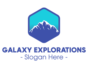 Blue Hexagon Mountain Peak logo design