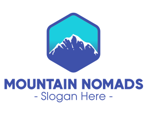 Blue Hexagon Mountain Peak logo design