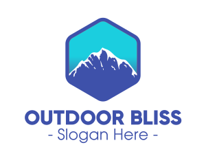 Blue Hexagon Mountain Peak logo design