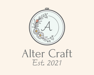 Floral Wreath Embroidery logo design