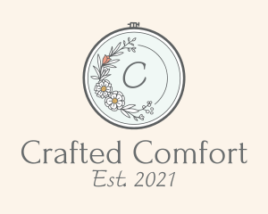 Floral Wreath Embroidery logo design