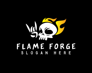 Punk Skull Flame  logo design