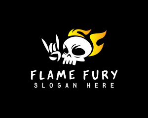 Punk Skull Flame  logo design