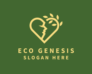 Eco Heart Face logo design