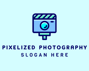 Blue Clapperboard Camera logo design