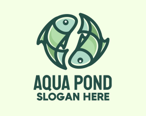 Green Pisces Fish Symbol logo design