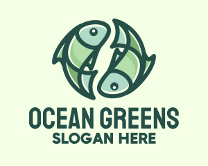 Green Pisces Fish Symbol logo design