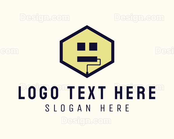 Hexagon Home Paint Roller Logo