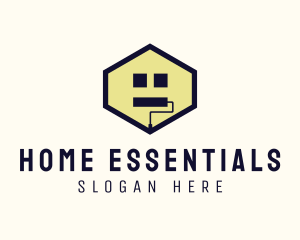 Hexagon Home Paint Roller logo design