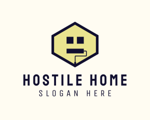 Hexagon Home Paint Roller logo design