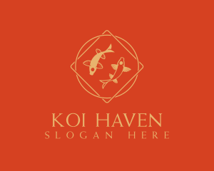 Premium Koi Fish Emblem logo design