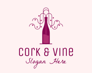 Wine Bottle Vines logo design