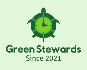 Green Turtle Clock logo design