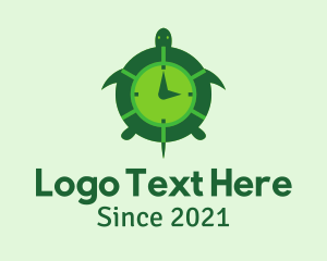 Amphibian - Green Turtle Clock logo design
