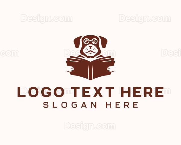 Dog Reading Book Logo