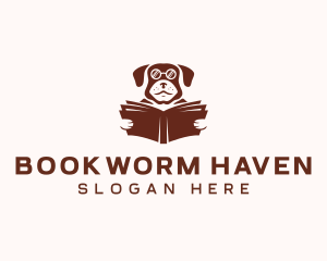 Dog Reading Book logo design