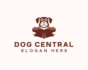 Dog Reading Book logo design