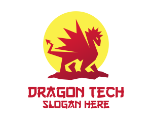 Red Oriental Dragon logo design