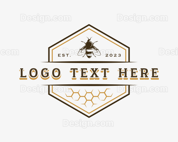 Bee Hexagon Honey Logo