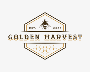 Bee Hexagon Honey logo design