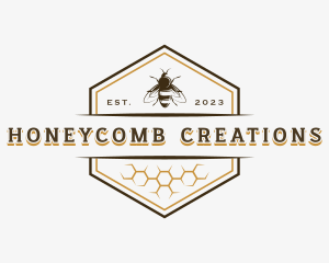 Bee Hexagon Honey logo design