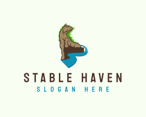 Pond Horse Animal logo design