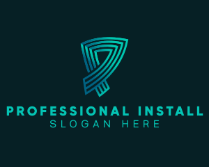 Professional Digital Stripe Letter P logo design