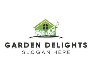 House Landscaping Lawn Mower logo design