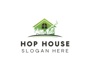 House Landscaping Lawn Mower logo design