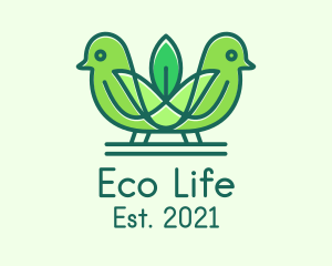 Green Eco Robin Birds logo design