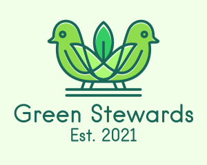 Green Eco Robin Birds logo design