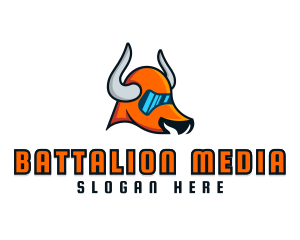 Futuristic Cartoon Bull logo design