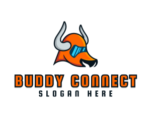 Futuristic Cartoon Bull logo design