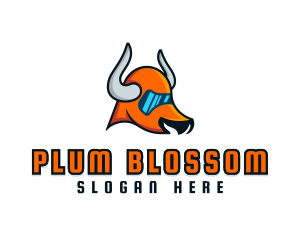 Futuristic Cartoon Bull logo design