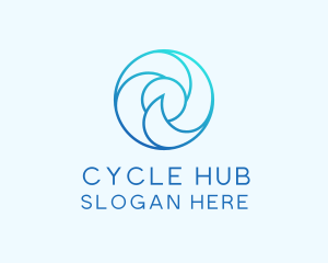 Wave Water Circle Cycle logo design