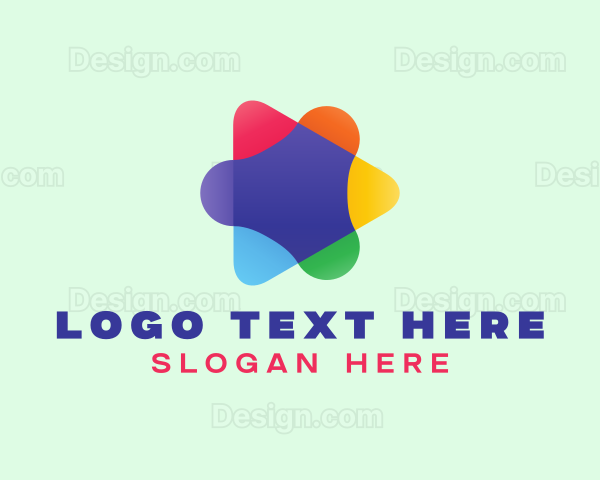 Colorful Media Play Button Logo