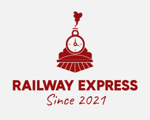 Red Steam Engine Train  logo design