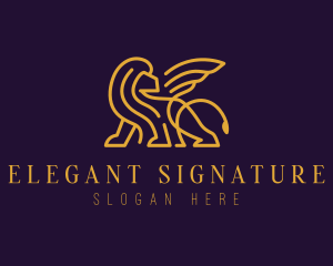 Winged Elegant Lion logo design