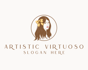 Woman Hair Ribbon logo design