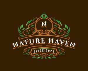 Natural Ornamental Leaf  logo design