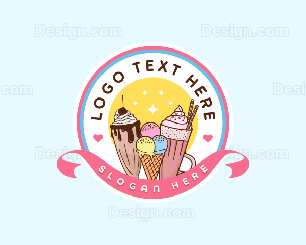 Milkshake Ice Cream Dessert Logo