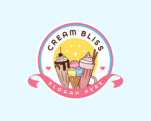 Milkshake Ice Cream Dessert logo design