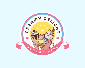 Milkshake Ice Cream Dessert logo design