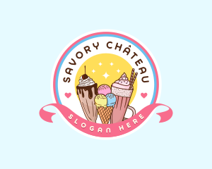 Milkshake Ice Cream Dessert logo design