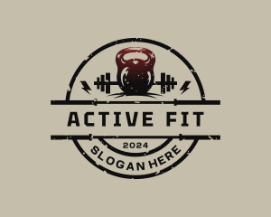 Kettlebell Barbell Fitness logo design