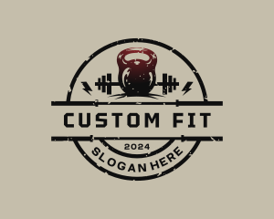 Kettlebell Barbell Fitness logo design